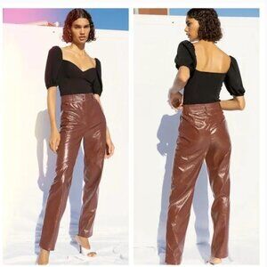 Aritzia Wilfred Faux Leather Funk Pant in Rustique